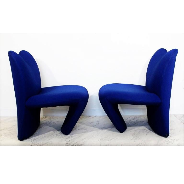 Mid-Century Modern Pair of Blue Sculptural Pop Art Chairs