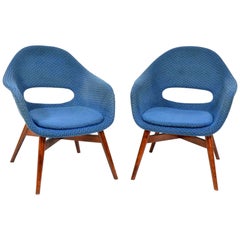 Pair of Blue Shell Chairs by Miroslav Navrátil, 1960s