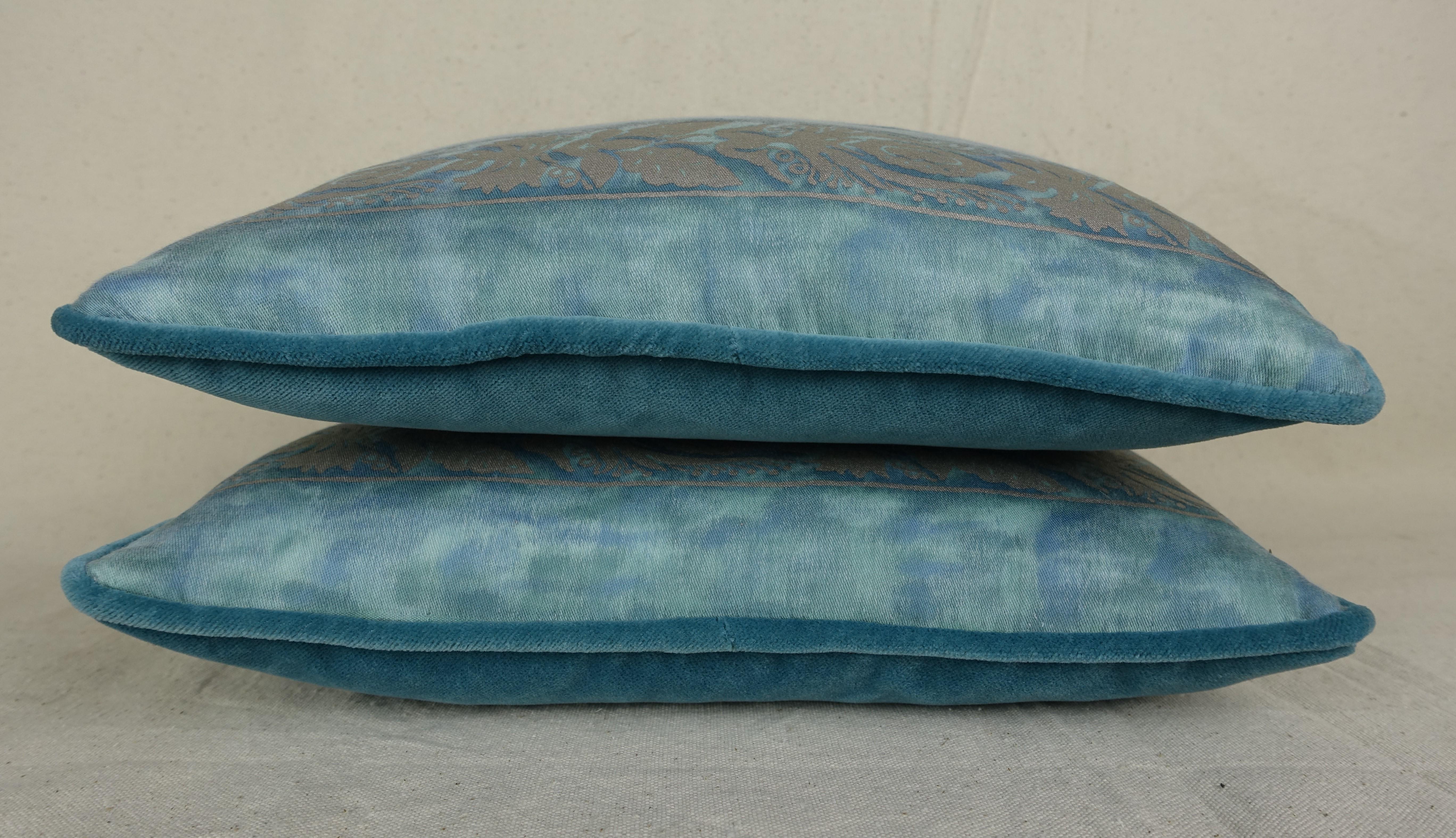 Baroque Pair of Blue and Silver Fortuny Pillows