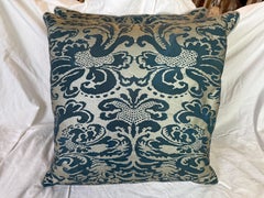 Pair of Custom Blue & Metallic Gold Fortuny Pillows