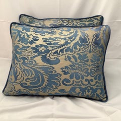Pair of Blue & Silvery Gold Fortuny Pillows