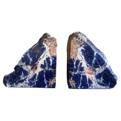 Pair of Vibrant Blue Sodalite Stone Bookends