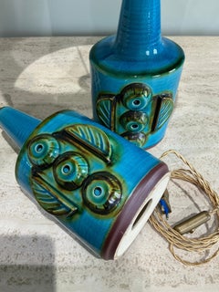 Pair of blue Soholm tables lamps Denmark 1970