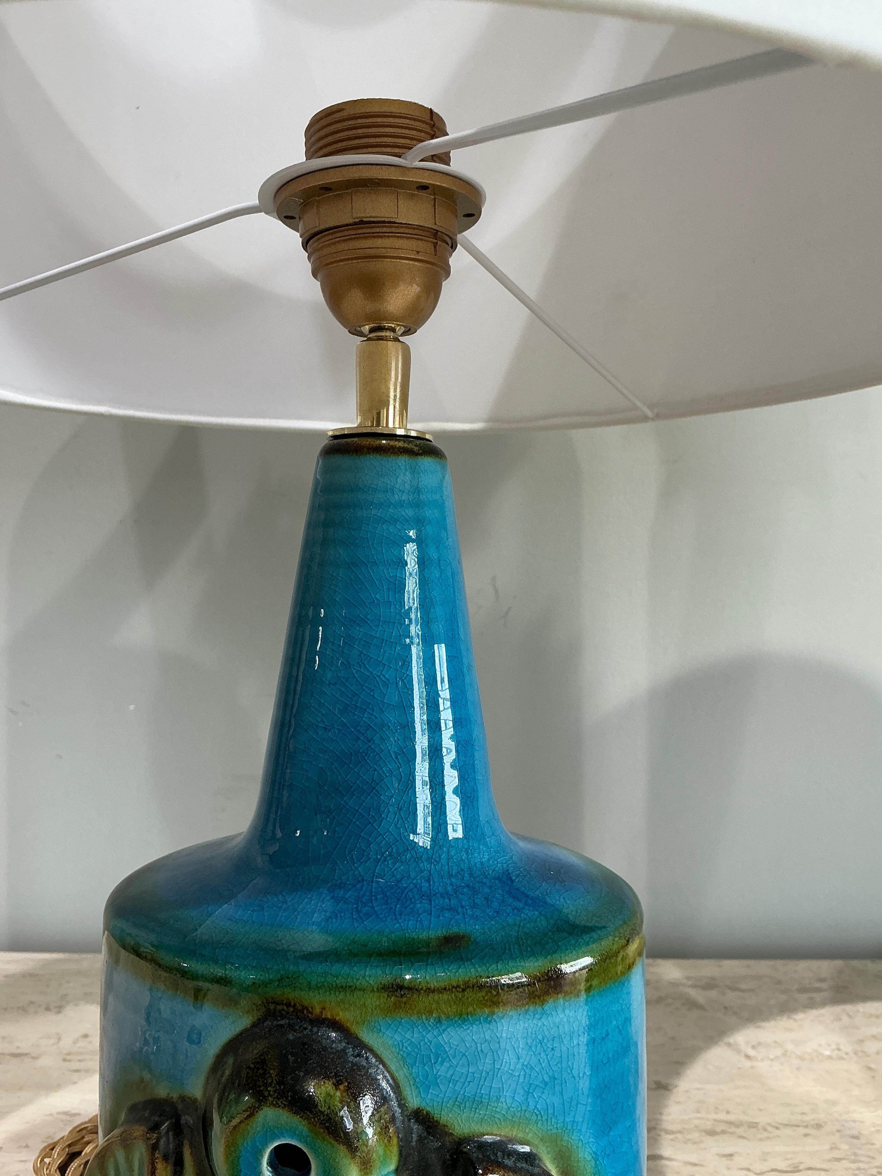 Mid-Century Modern Paire de lampes de table Soholm bleues Danemark 1970 en vente
