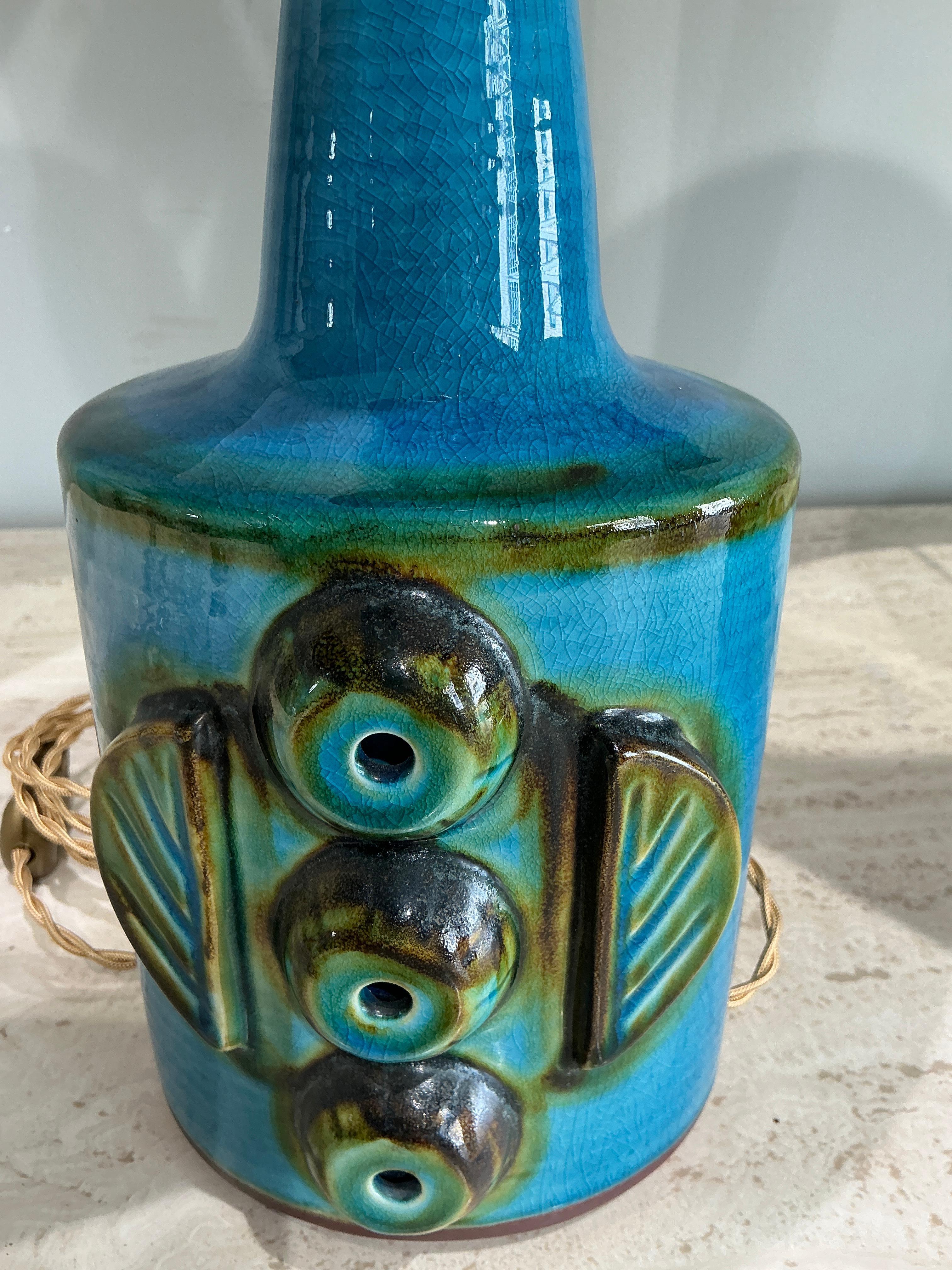 Danois Paire de lampes de table Soholm bleues Danemark 1970 en vente