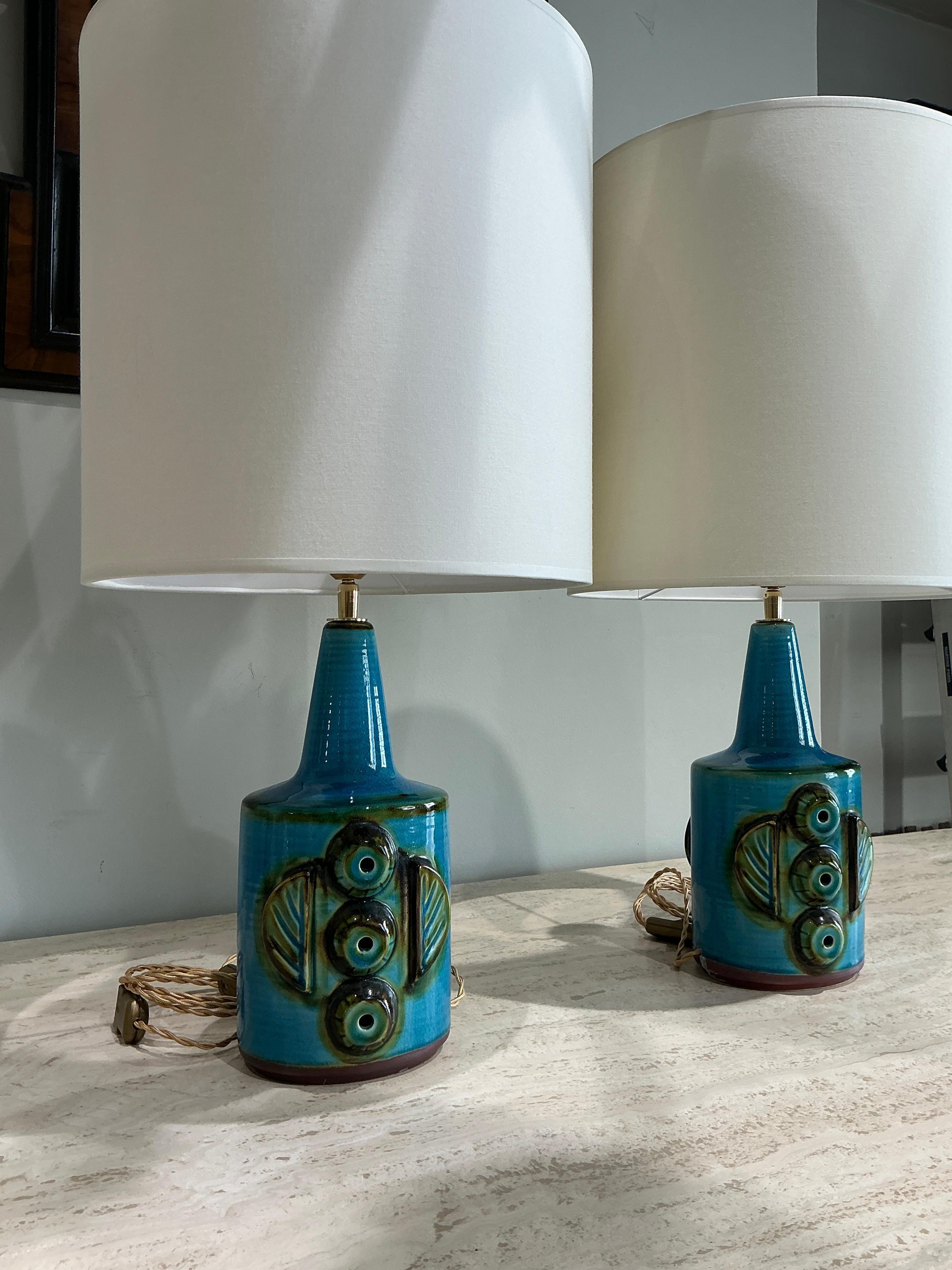 Paire de lampes de table Soholm bleues Danemark 1970 Bon état - En vente à PARIS, FR