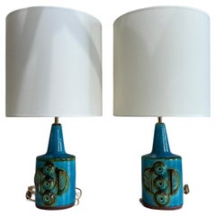 Pair of blue Soholm tables lamps Denmark 1970