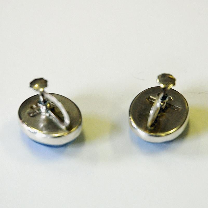 Late 20th Century Pair of Blue Stone vintage Silver Earrings by Asp AB, Sweden 1971