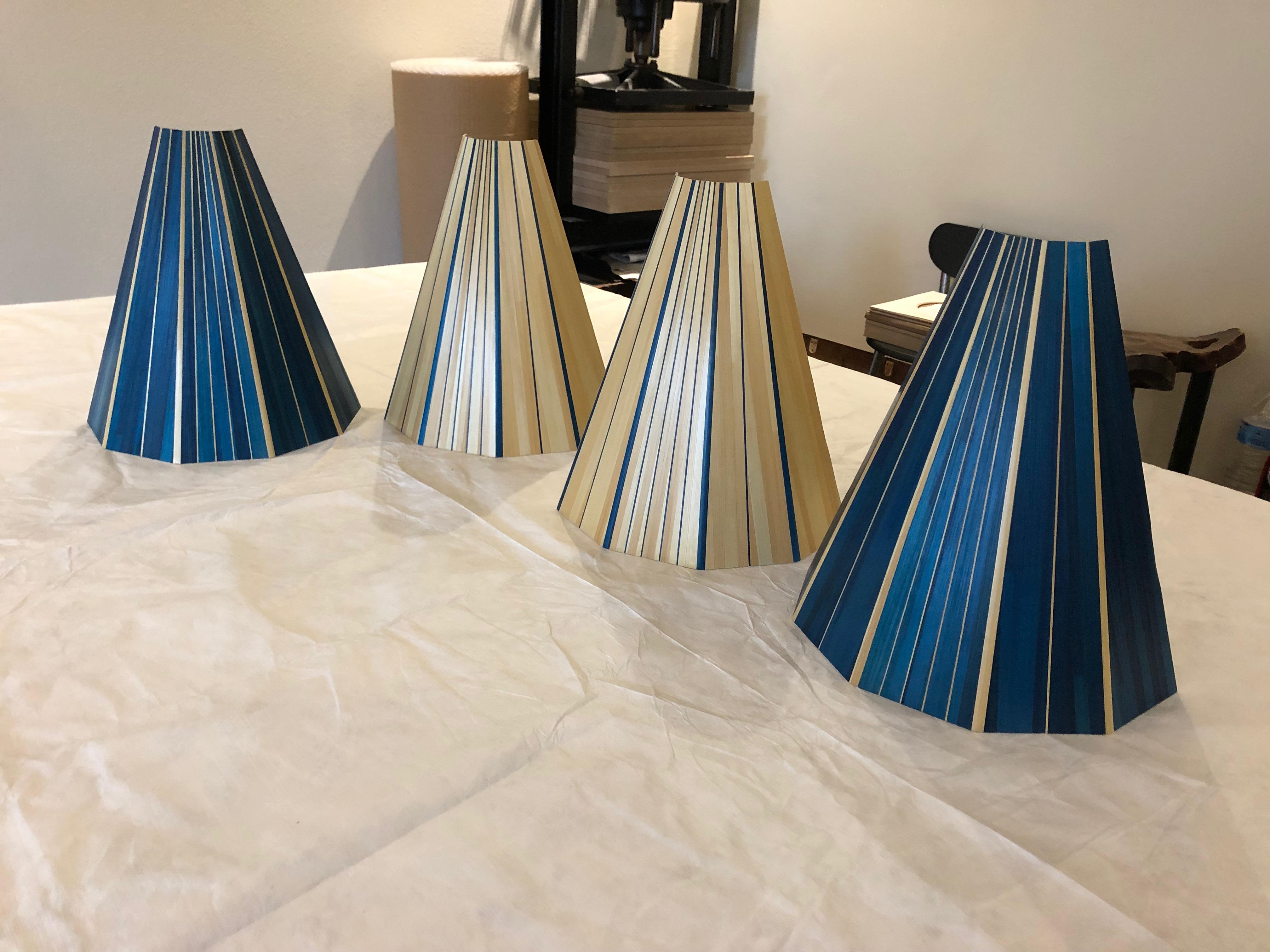Pair of Blue Straw Marquetry Sconces, France In New Condition For Sale In Paris, FR