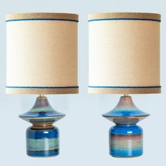 Pair of Blue Tiered Silhouette Ceramic Table Lamps by Soholm, Denmark 1960