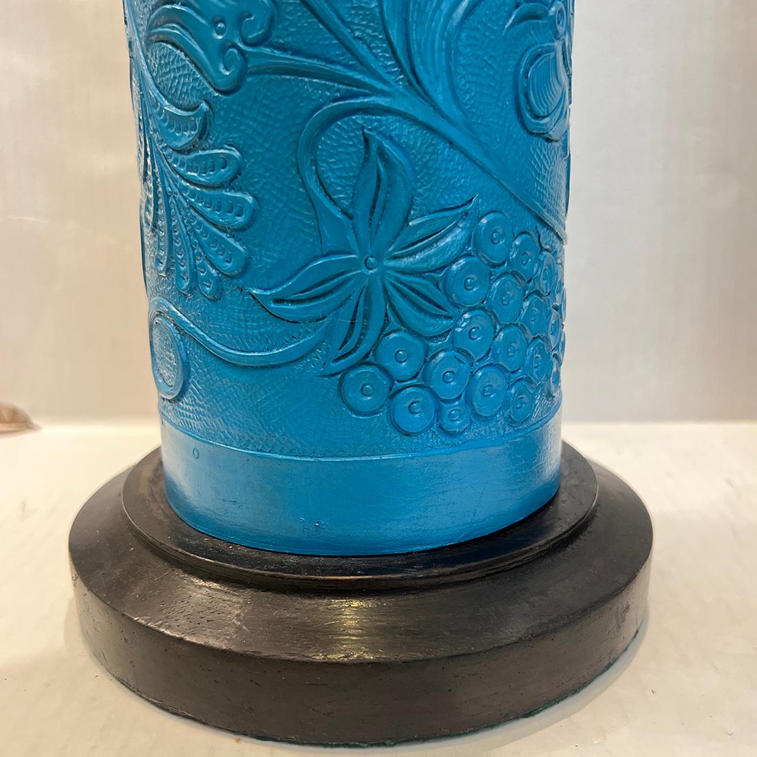 Paar blaue Lampen aus bearbeitetem Leder im Angebot 1
