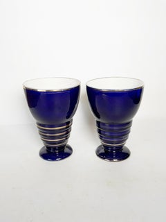 Pair of blue vases, ceramic, France, 1960