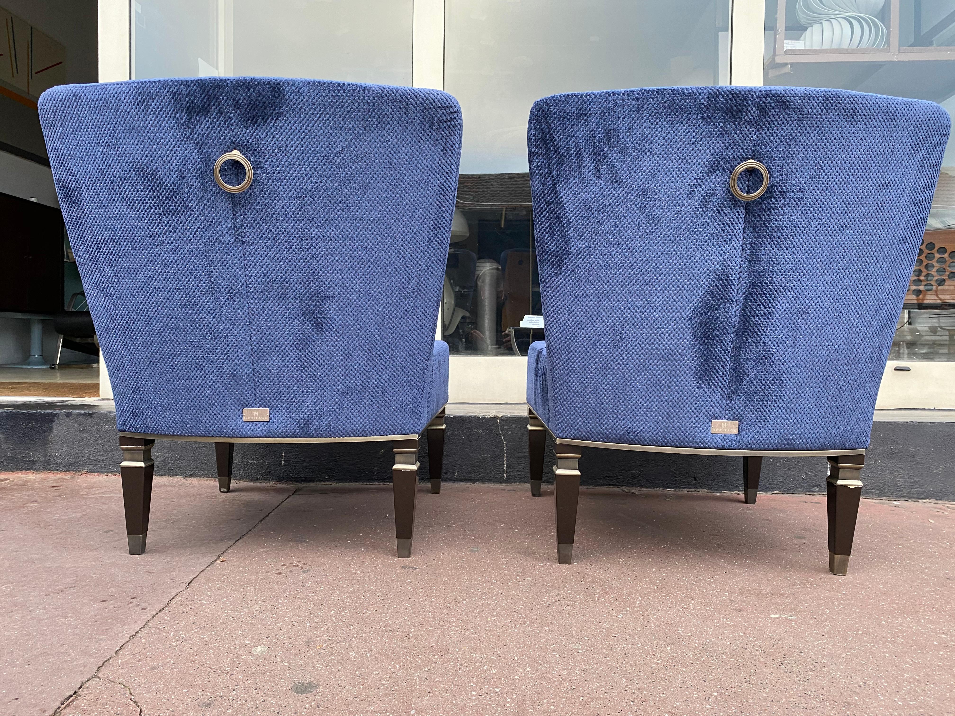 Art Deco Pair of Blue Velvet Armchairs Heritage, 2020