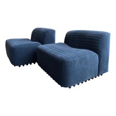 Pareja de sillas de terciopelo azul de Titina Ammannati y Gianpiero Vitelli para Brunati