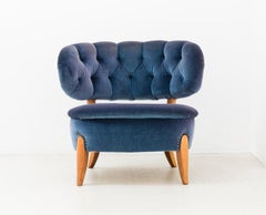 Pair of Blue Velvet Easy Chairs by Otto Schulz