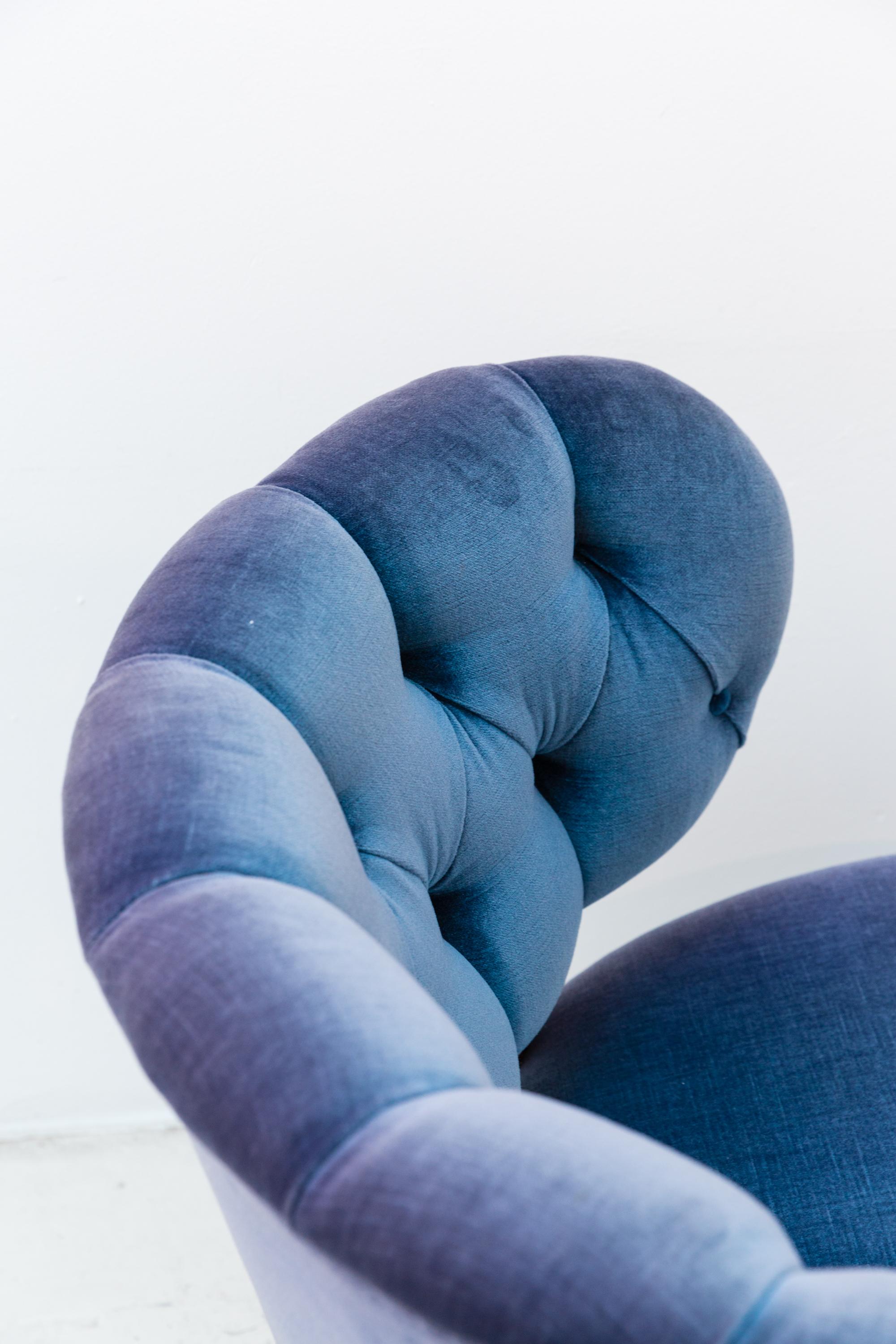 Pair of Blue Velvet Easy Chairs by Otto Schulz im Zustand „Gut“ im Angebot in Munich, DE