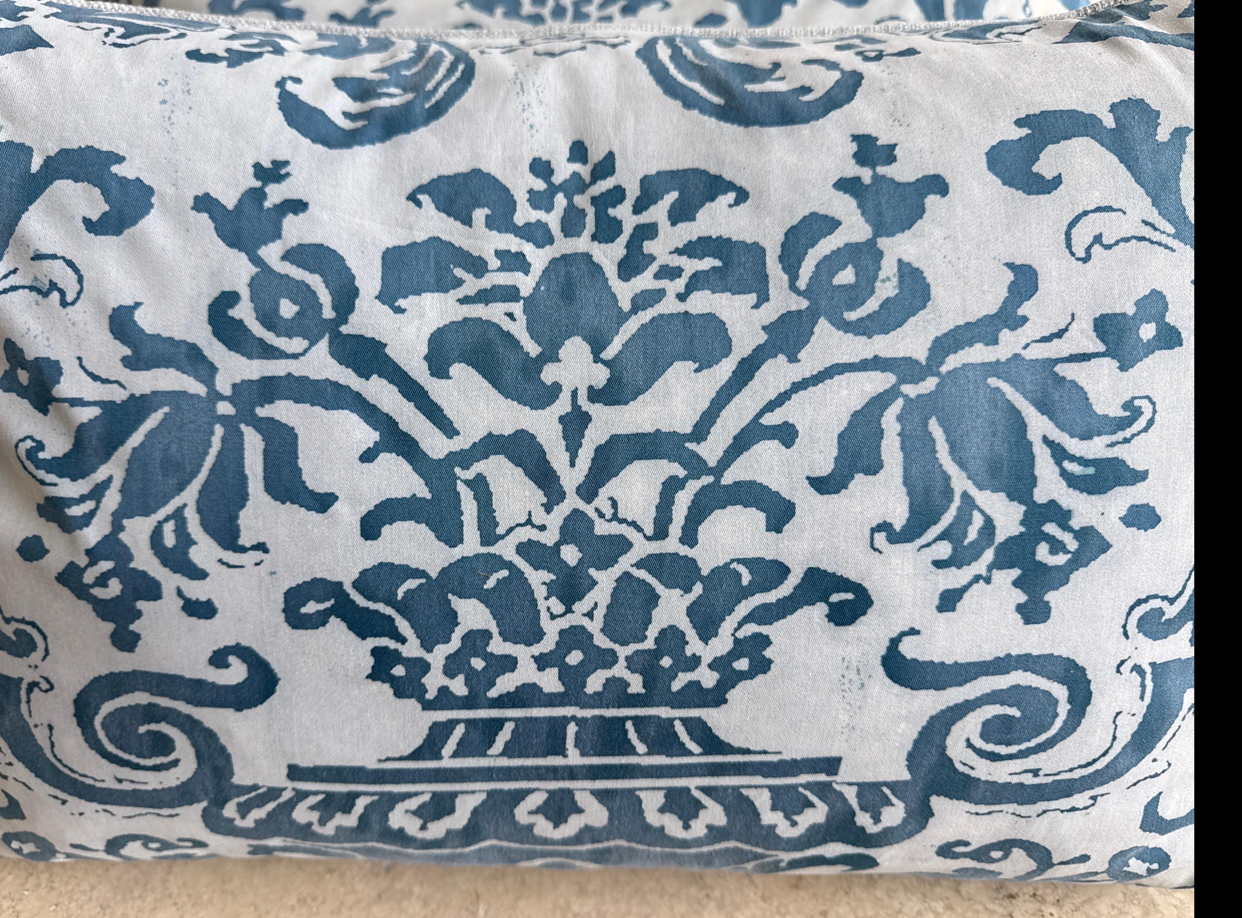 Pareja de cojines Fortuny venecianos azules Italiano en venta