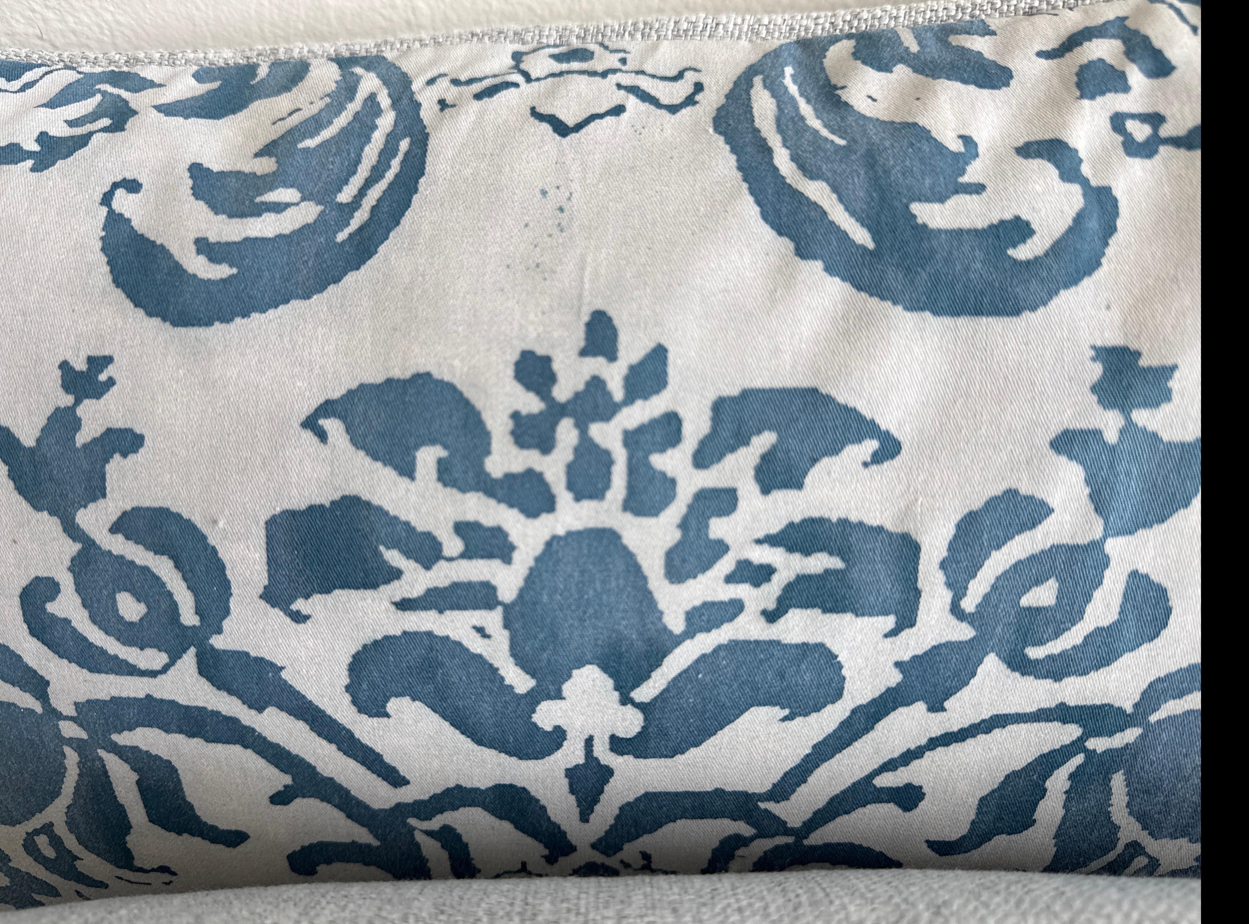 Pareja de cojines Fortuny venecianos azules Algodón en venta