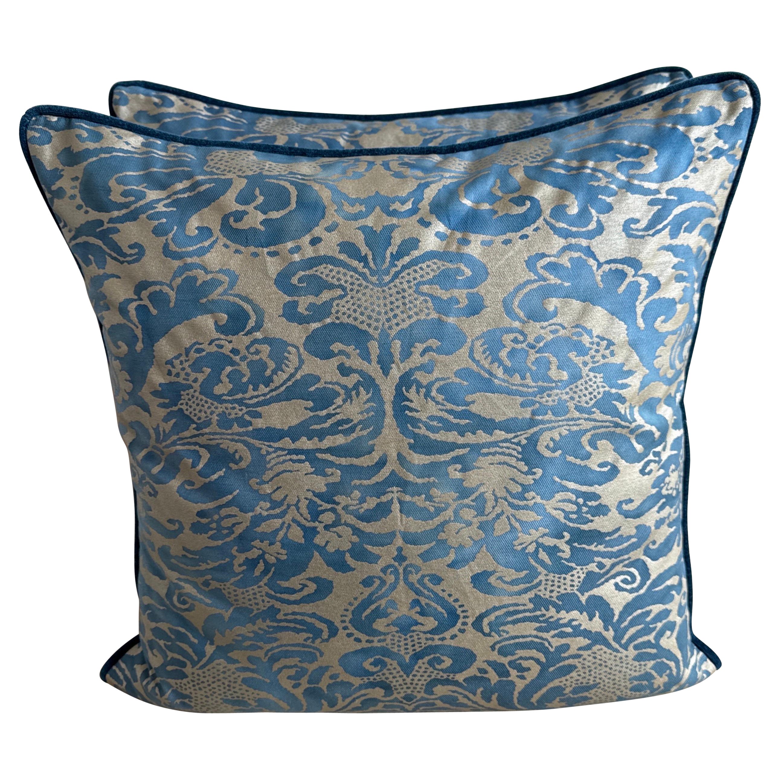 Pair of Blue Venetian Fortuny Pillows