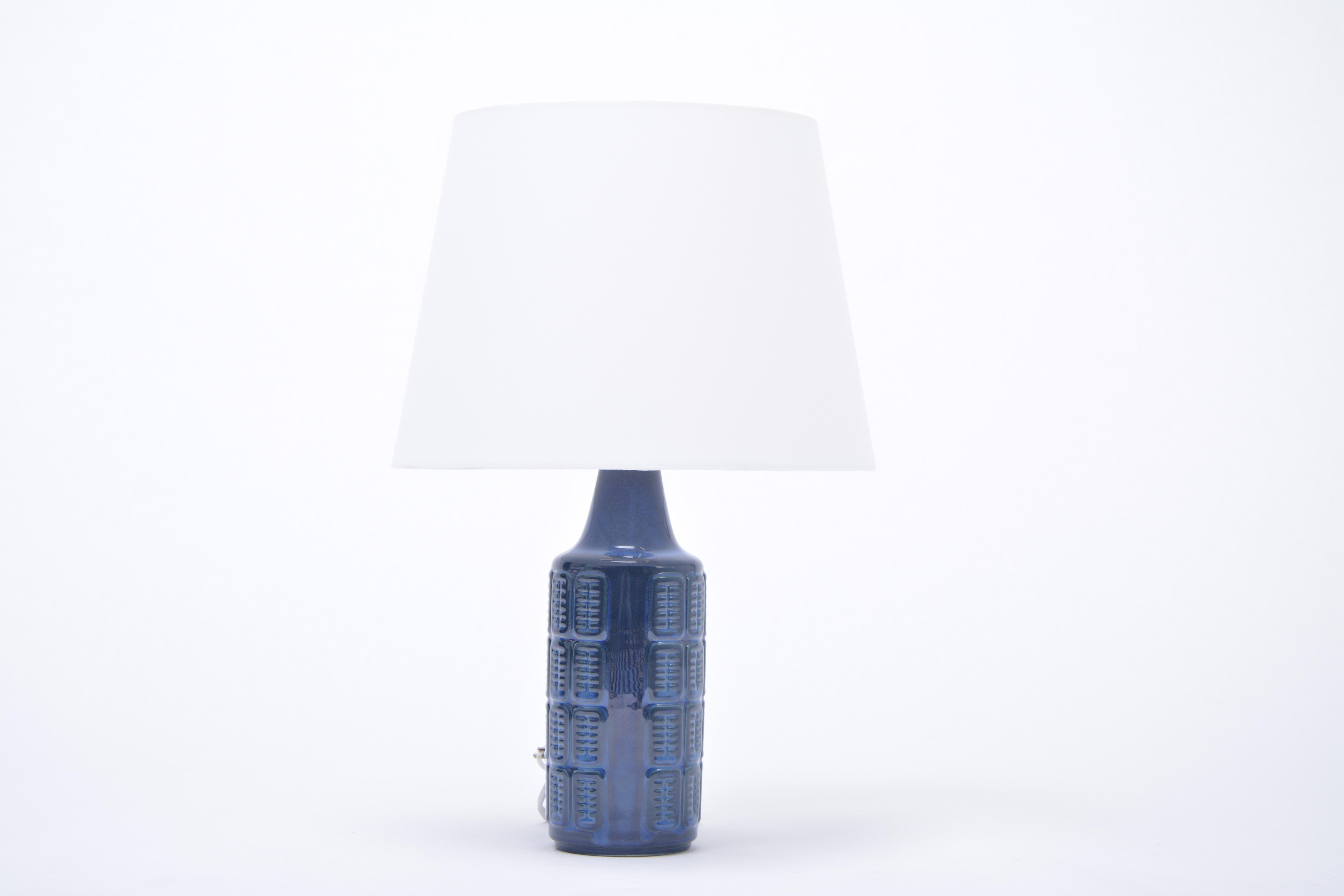 Glazed Pair of blue Mid-Century Modern stoneware lamps by Einar Johansen for Søholm