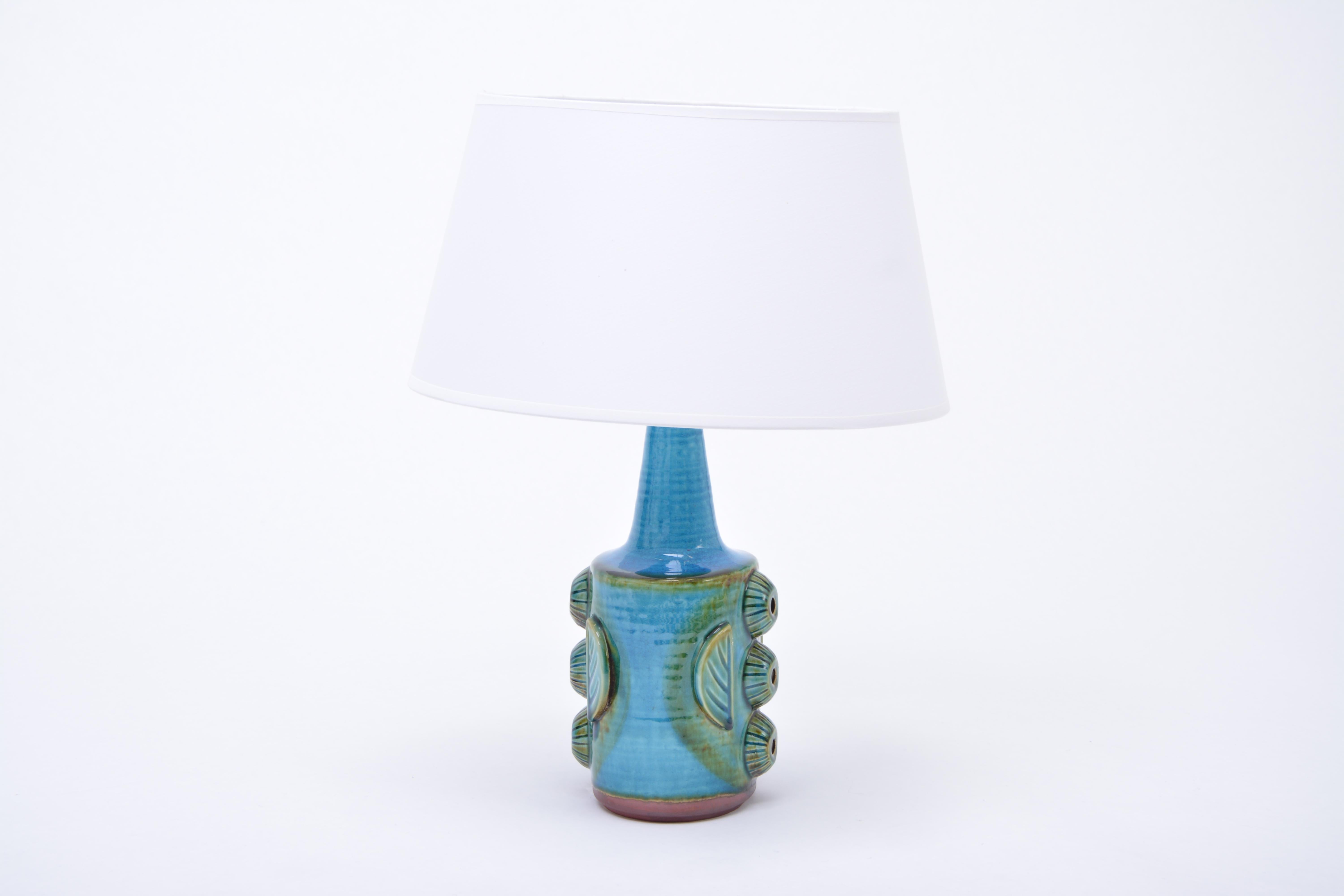 Pair of Blue Mid-Century Modern Stoneware table Lamps model 1203 by Søholm In Good Condition In Berlin, DE