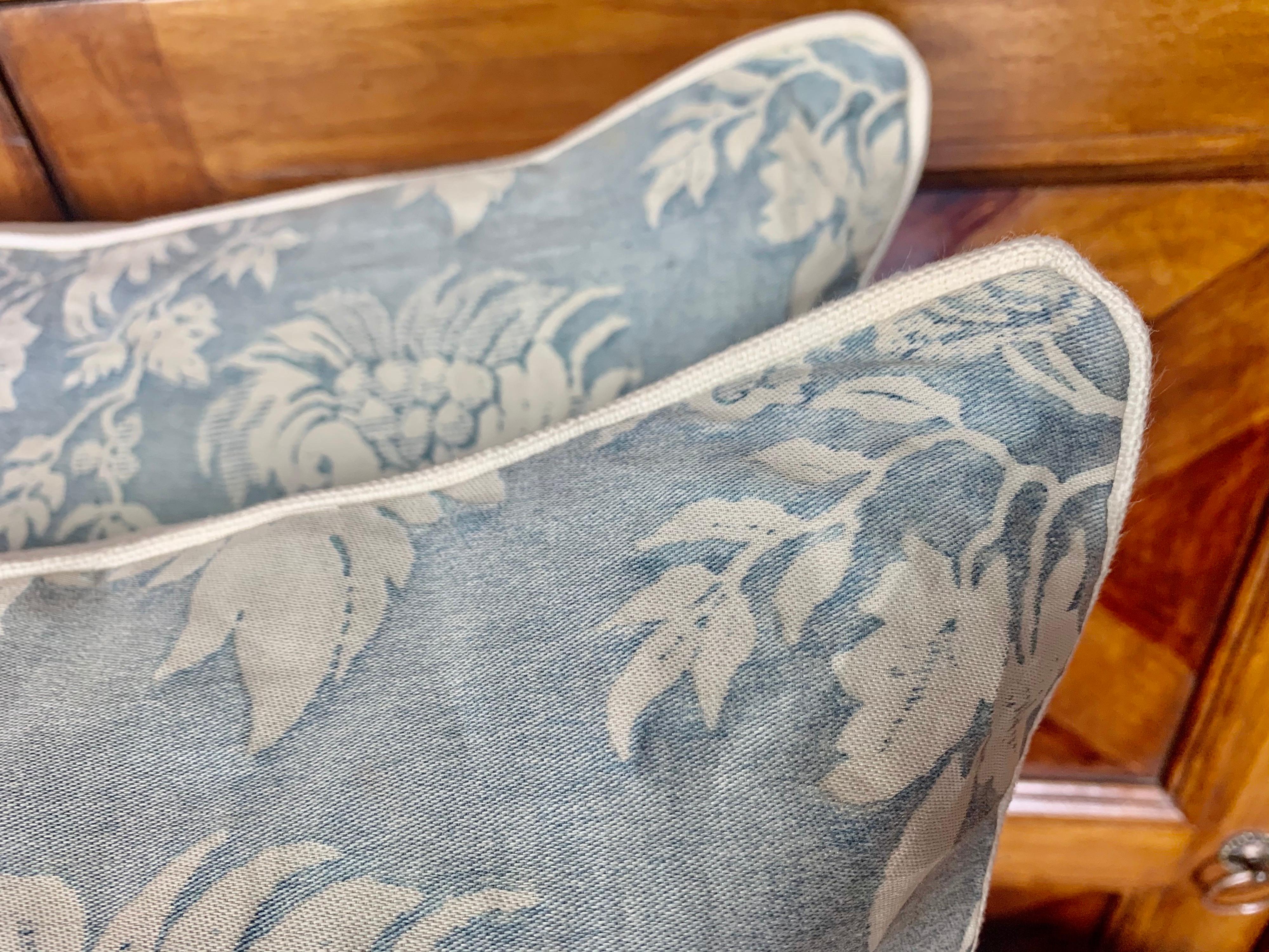 Pair of Blue & White Chinoiserie Patterned Authentic Fortuny Pillows 1