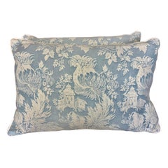 Pair of Blue & White Chinoiserie Patterned Authentic Fortuny Pillows