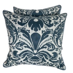 Pair of Blue 
White Fortuny Cotton Pillows