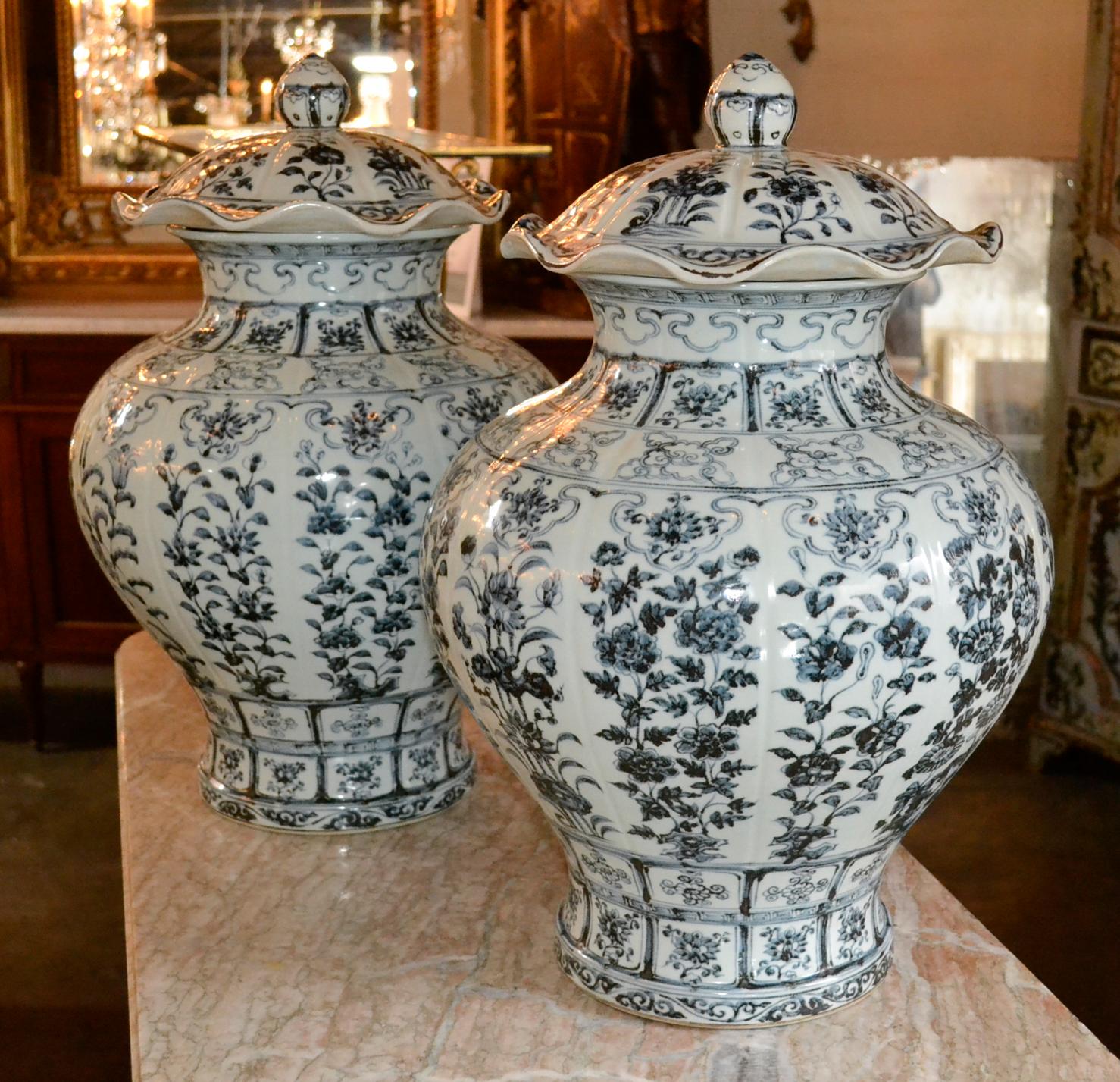 Chinese Pair of Blue and White Jars
