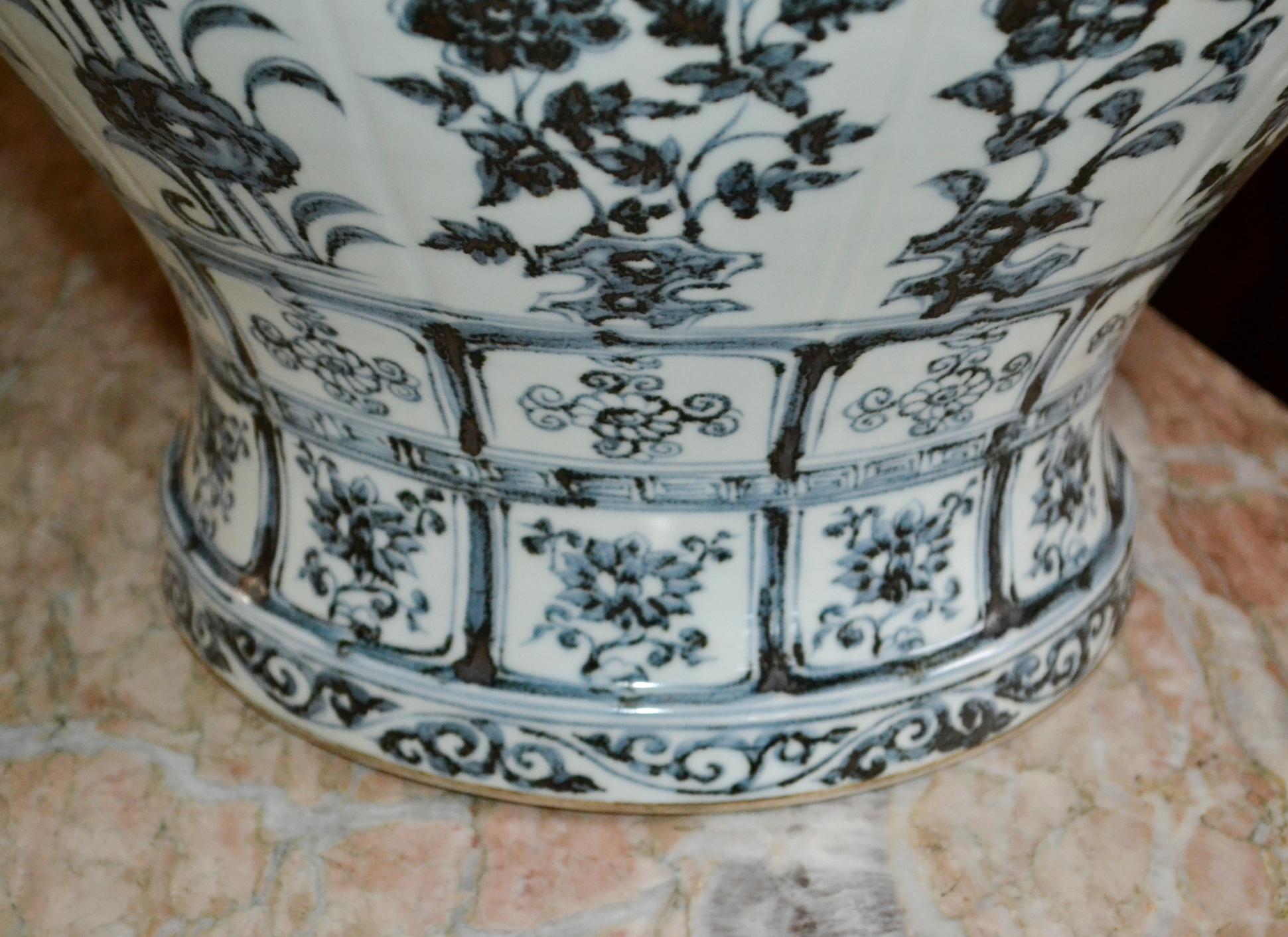 Ceramic Pair of Blue and White Jars