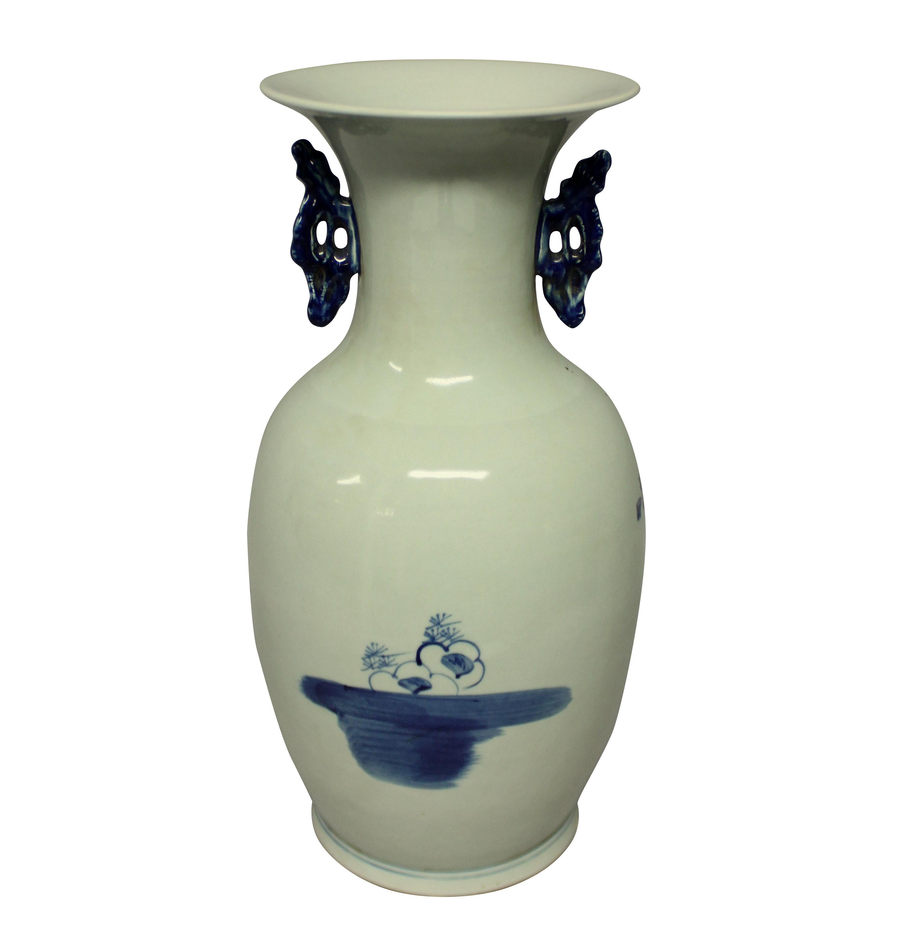 blue and white asian vases