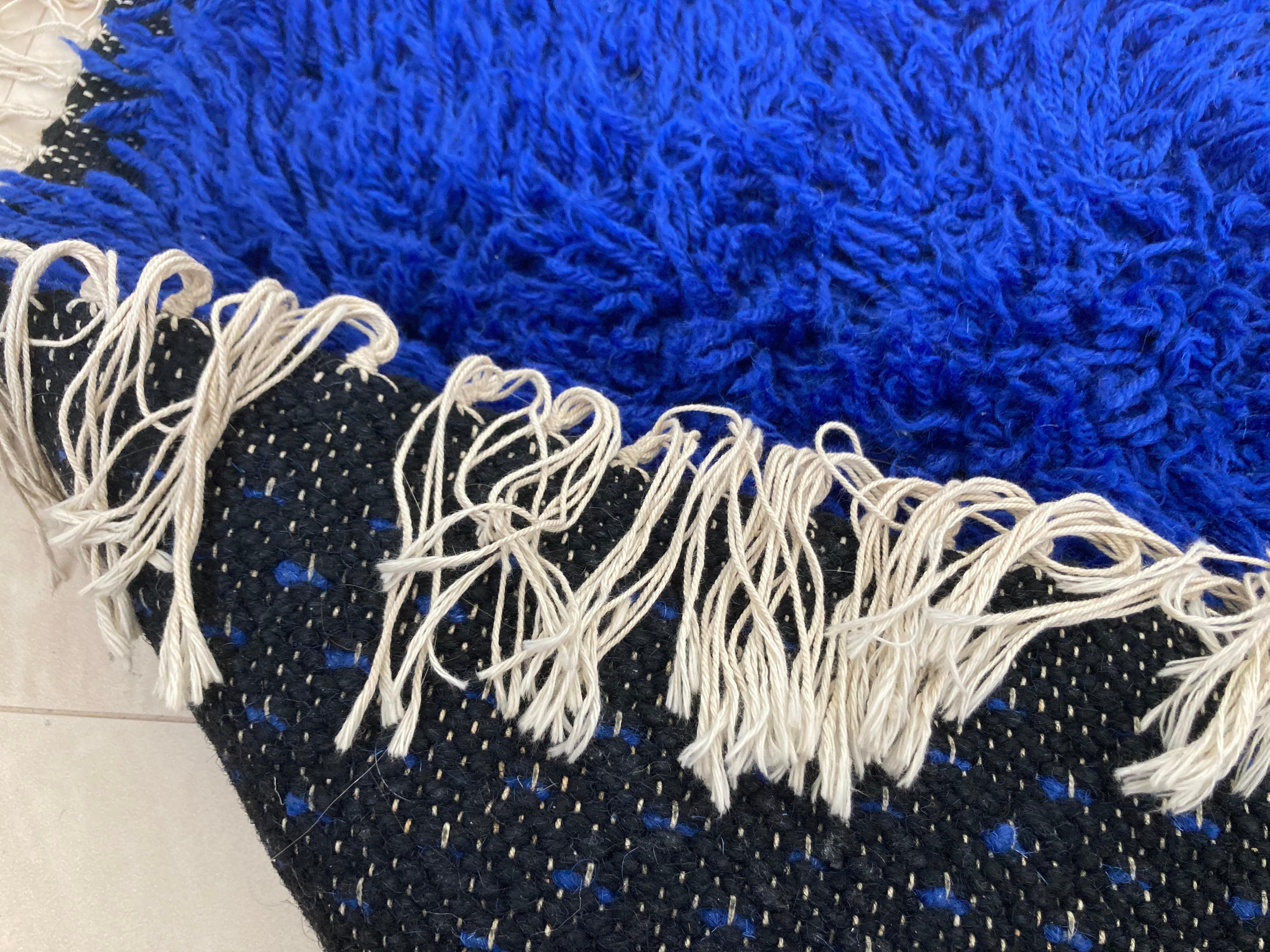 Danish Pair of Blue Wool Midcentury Design Carpets, Denmark, 1970s For Sale
