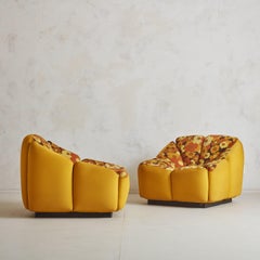 Paar geblümte Loungesessel „Blumen“ von Henning Korch für Swan Italiana, 1970er Jahre