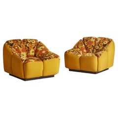 Pair of 'Blumen' Floral Lounge Chairs by Henning Korch for Swan Italiana, 1970s