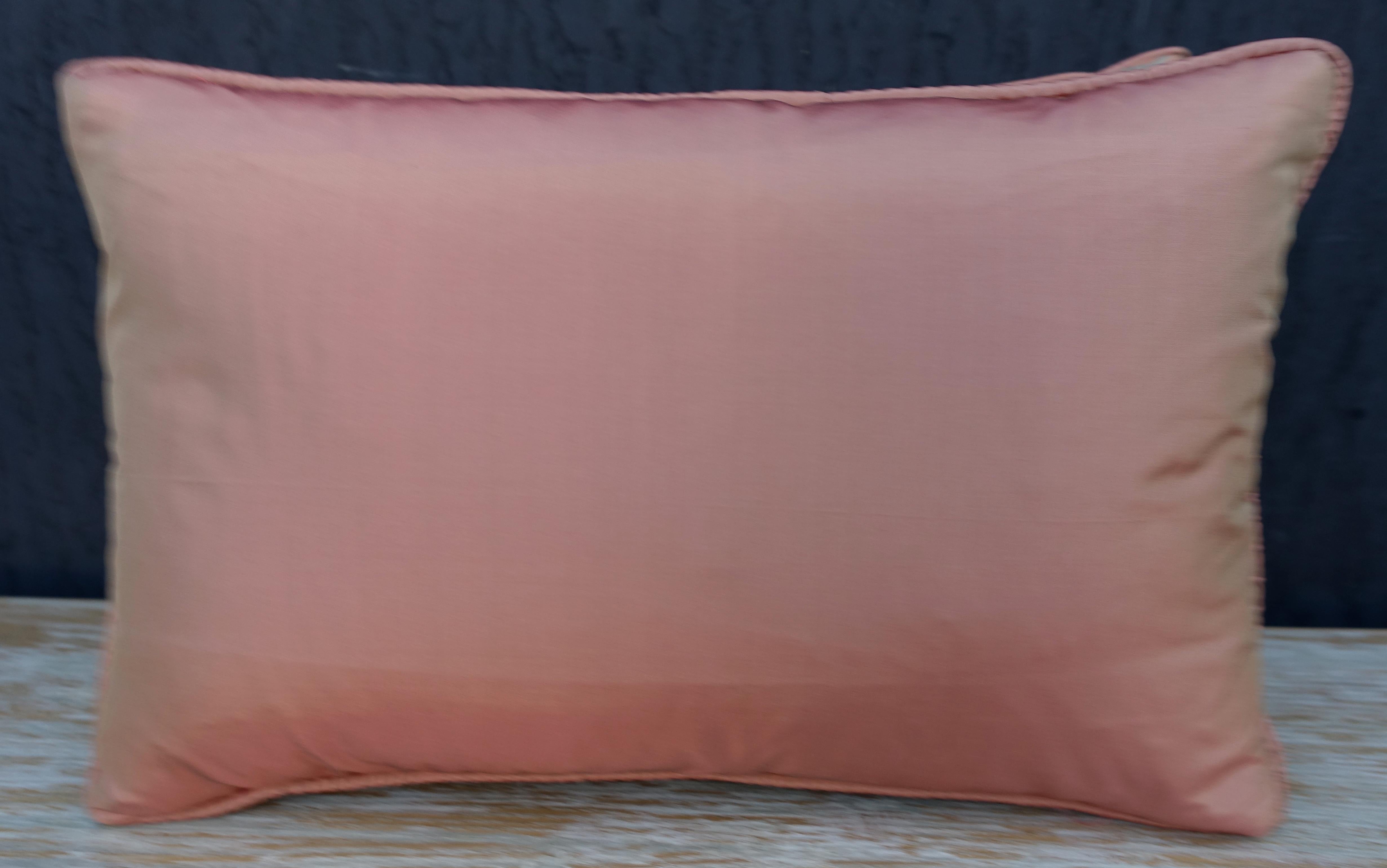 Pair of Blush and Silvery Gold Fortuny Pillows In Excellent Condition In Los Angeles, CA