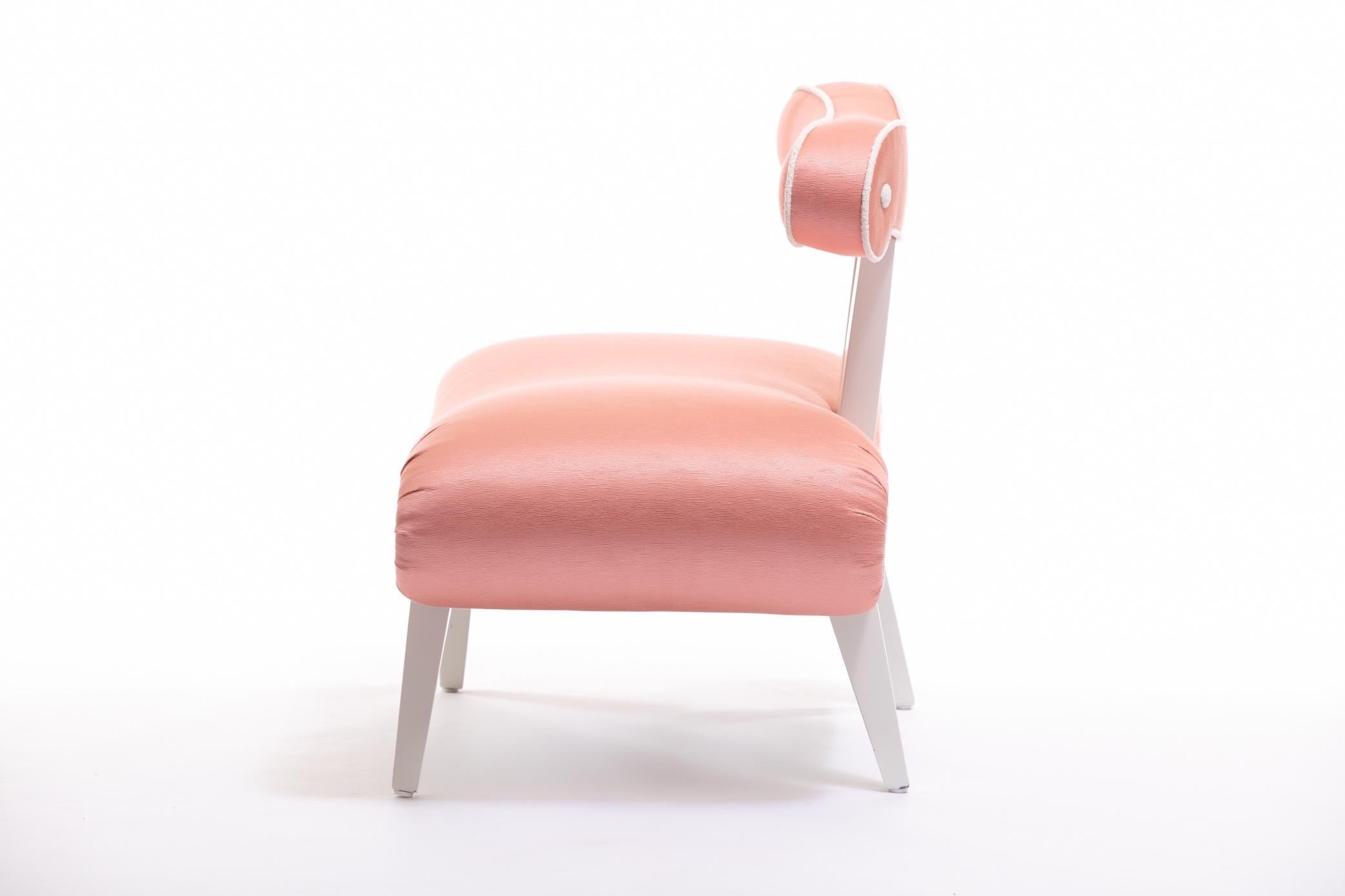 Pair of Blush Pink Peach Grosfeld House Slipper Chairs, circa 1940s 5