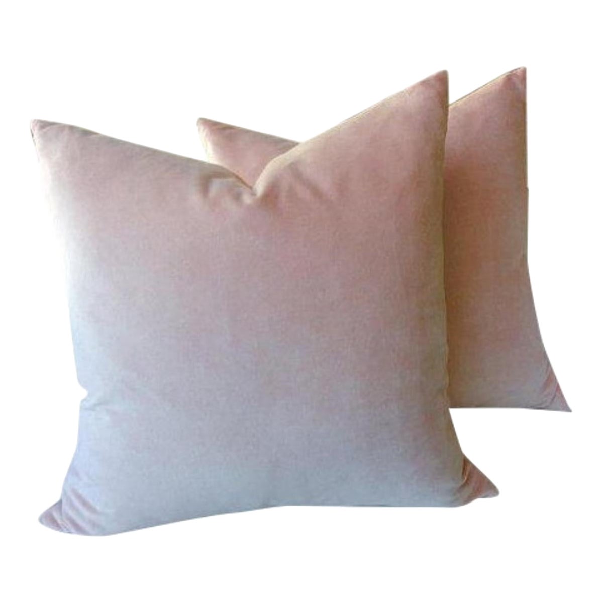 Coppia di cuscini in velluto rosa blush in vendita