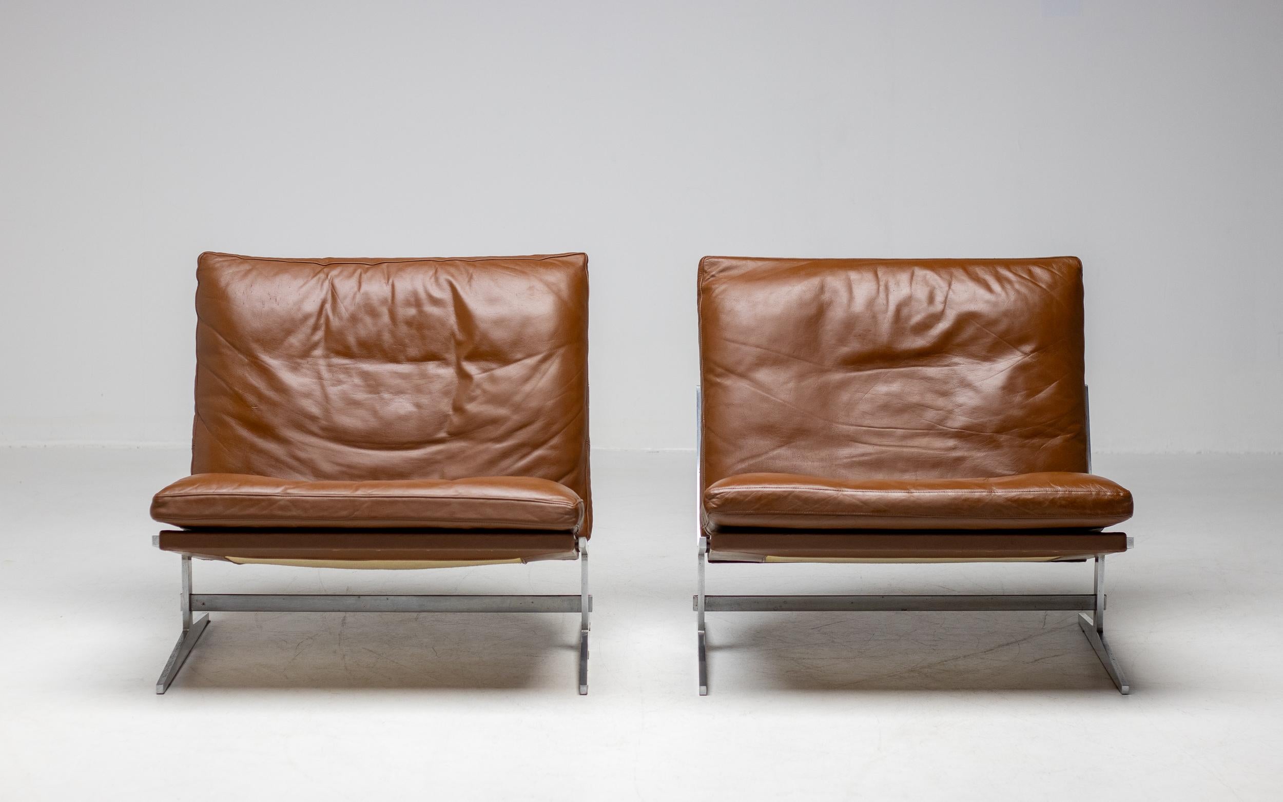 Danish Pair of BO-561 Chairs in Leather by Preben Fabricius & Jorgen Kastholm