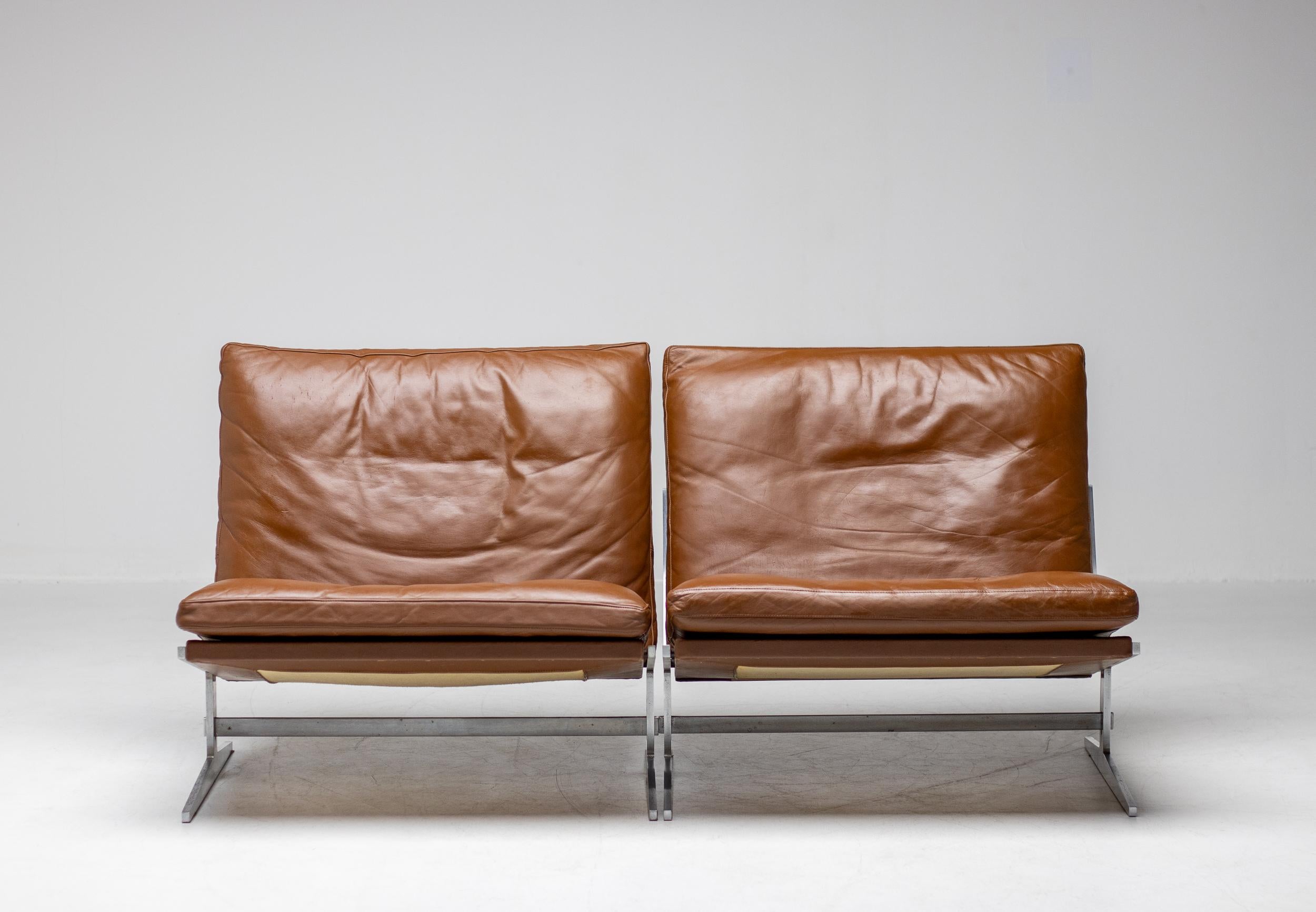 Mid-20th Century Pair of BO-561 Chairs in Leather by Preben Fabricius & Jorgen Kastholm