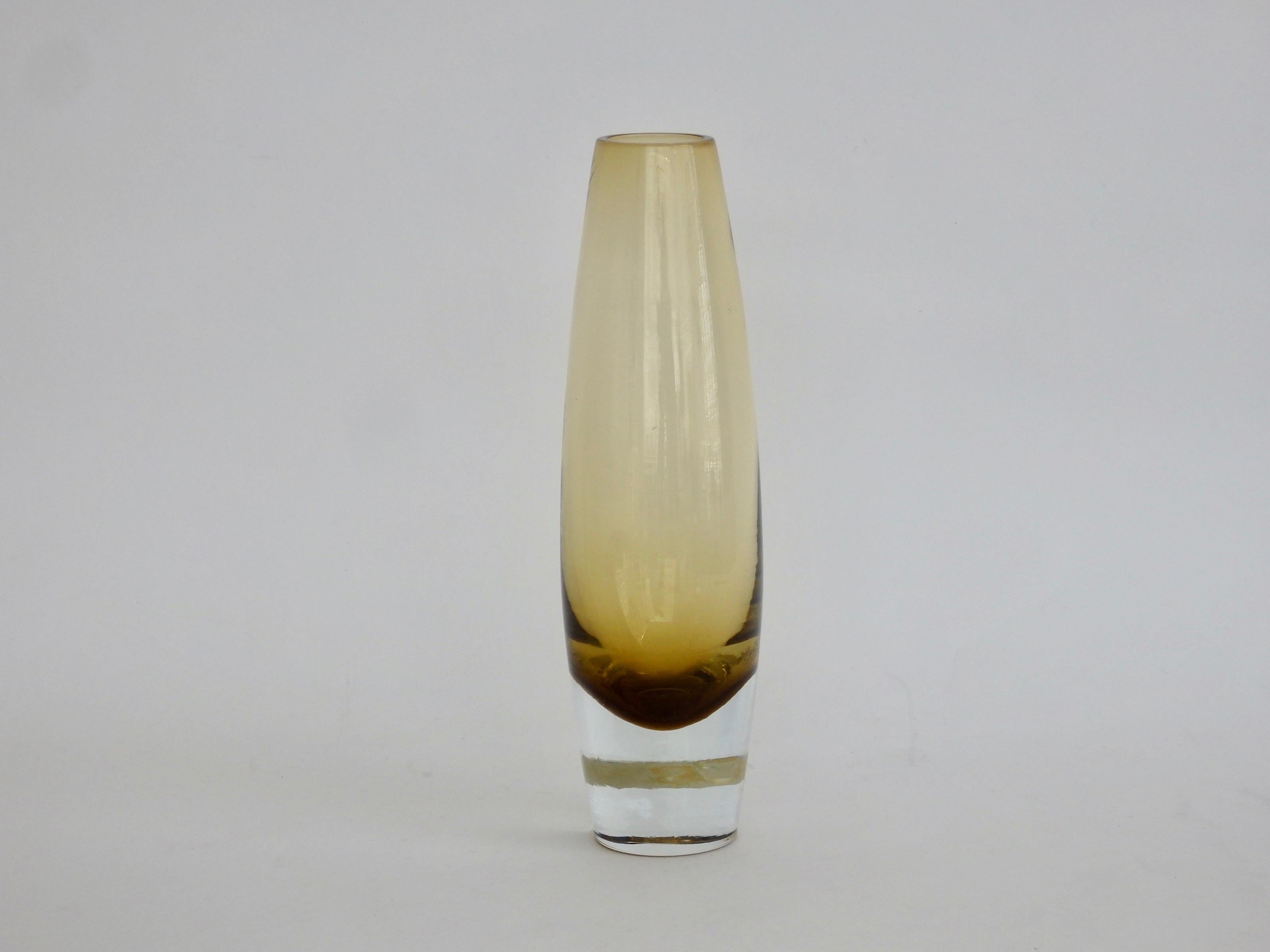 20th Century Pair of Bo Borgstrom for Aseda Amber Glass Vases