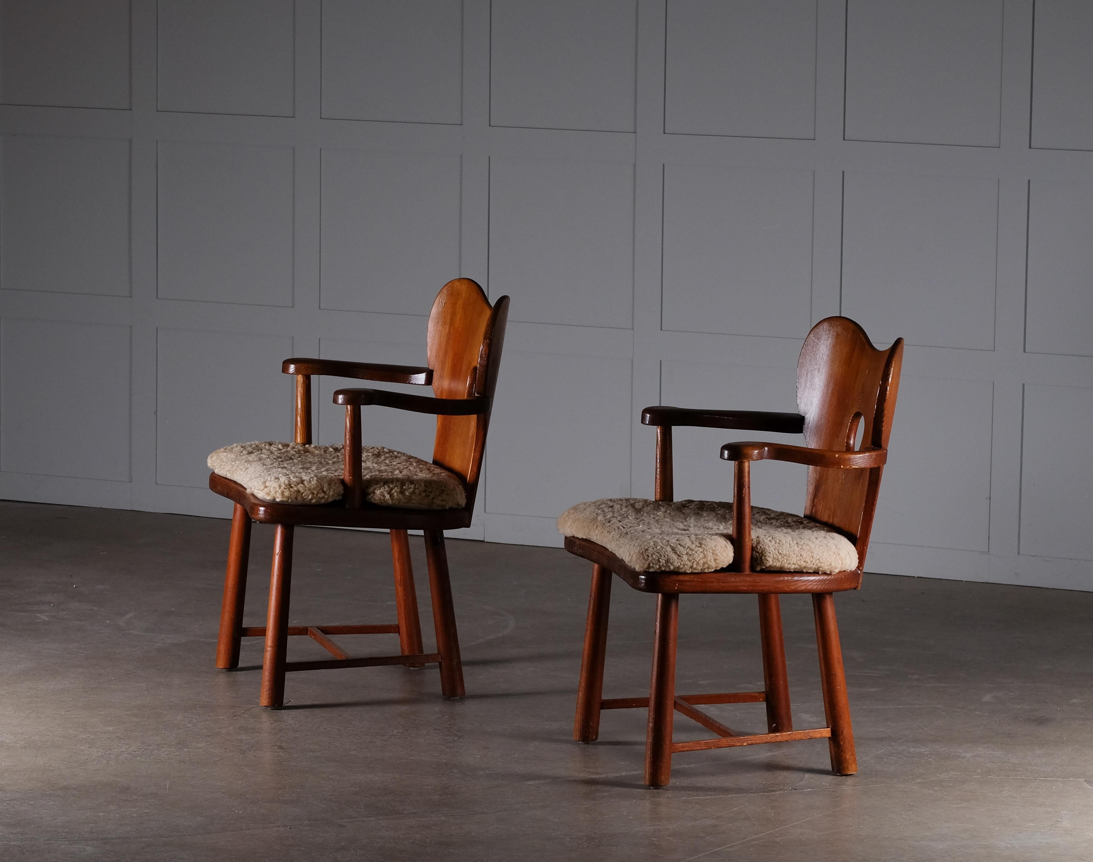 Mid-20th Century Pair of Bo Fjaestad Armchairs, Sweden, 1930s For Sale