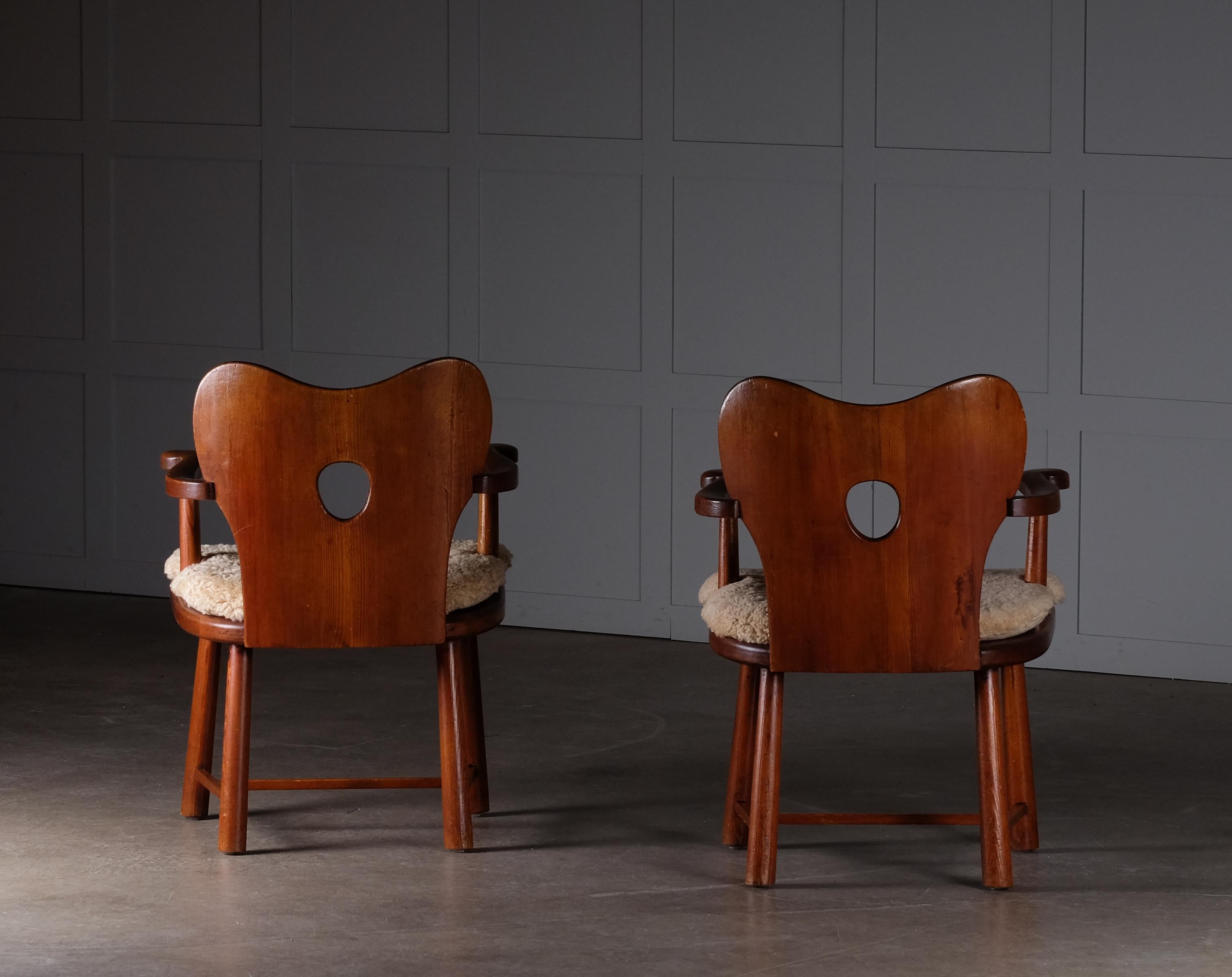 Pine Pair of Bo Fjaestad Armchairs, Sweden, 1930s For Sale