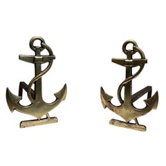 Pair of Boat Anchor Brass Andirons