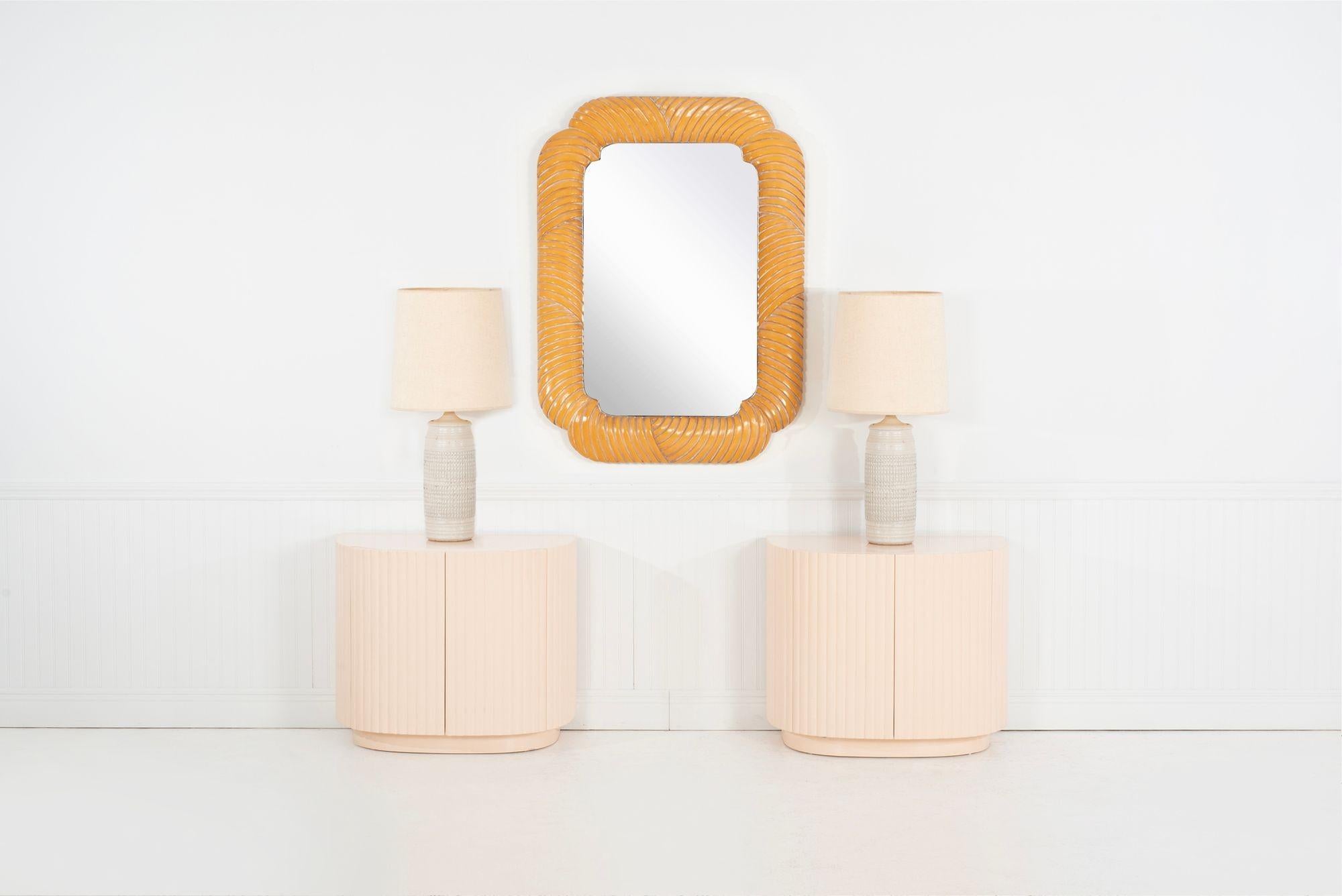 Cotto in fornace Coppia di lampade da tavolo in ceramica Bob Kinzie for Affiliated Craftsmen 1965c. in vendita