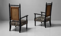 Pair of Bobbin Armchairs in Linen Blend by William Morris