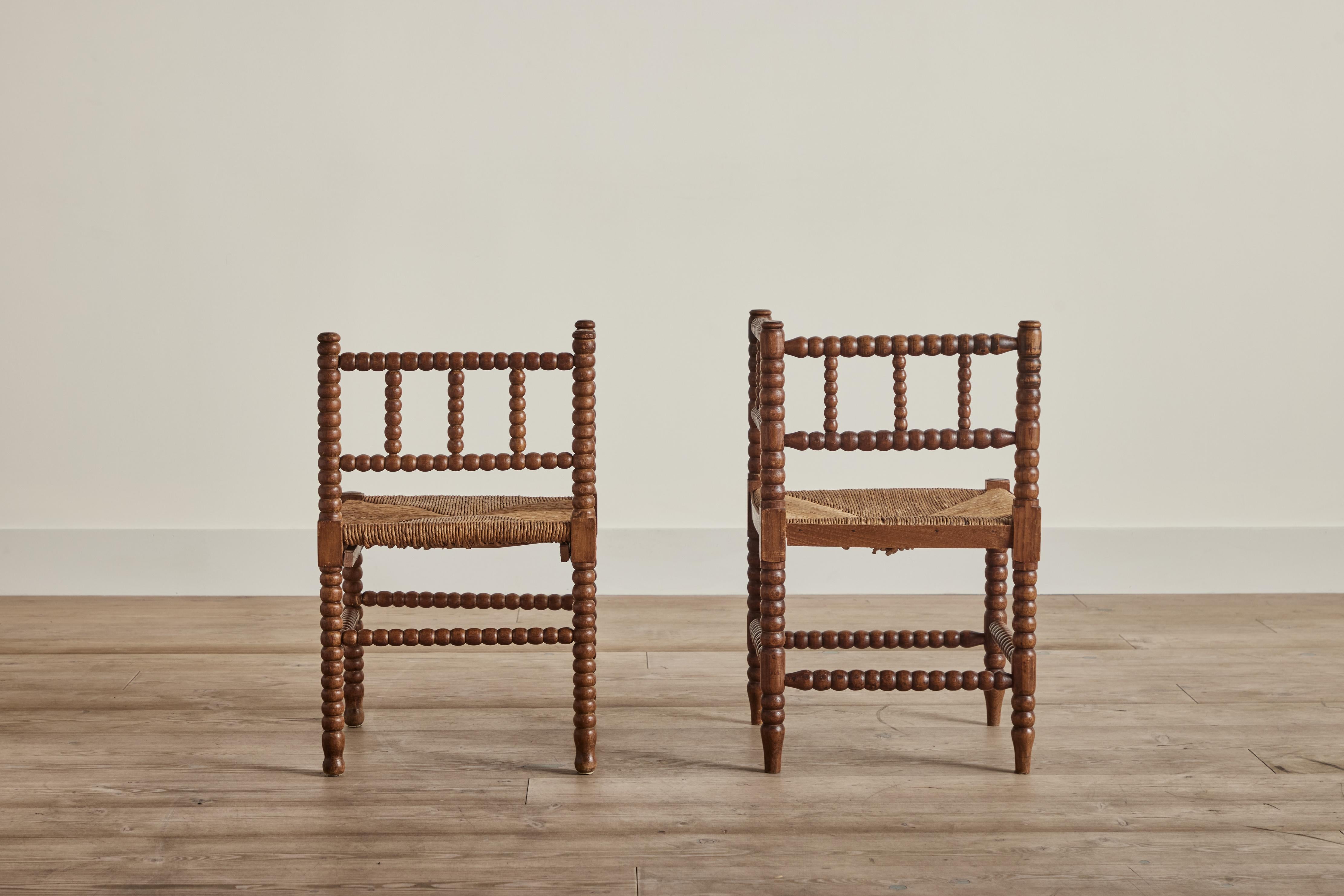 Danish Pair of Bobbin Corner Chairs