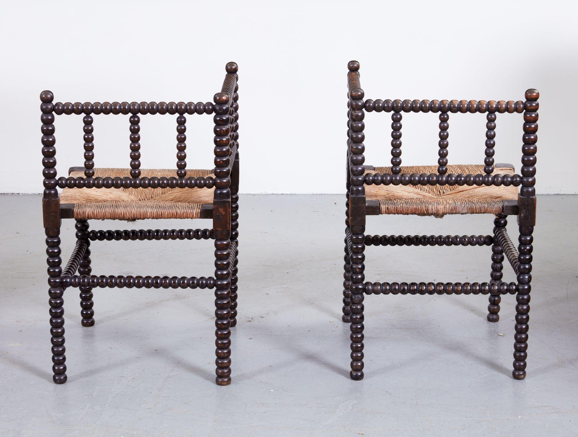 19th Century Pair of Bobbin Turned Chairs For Sale