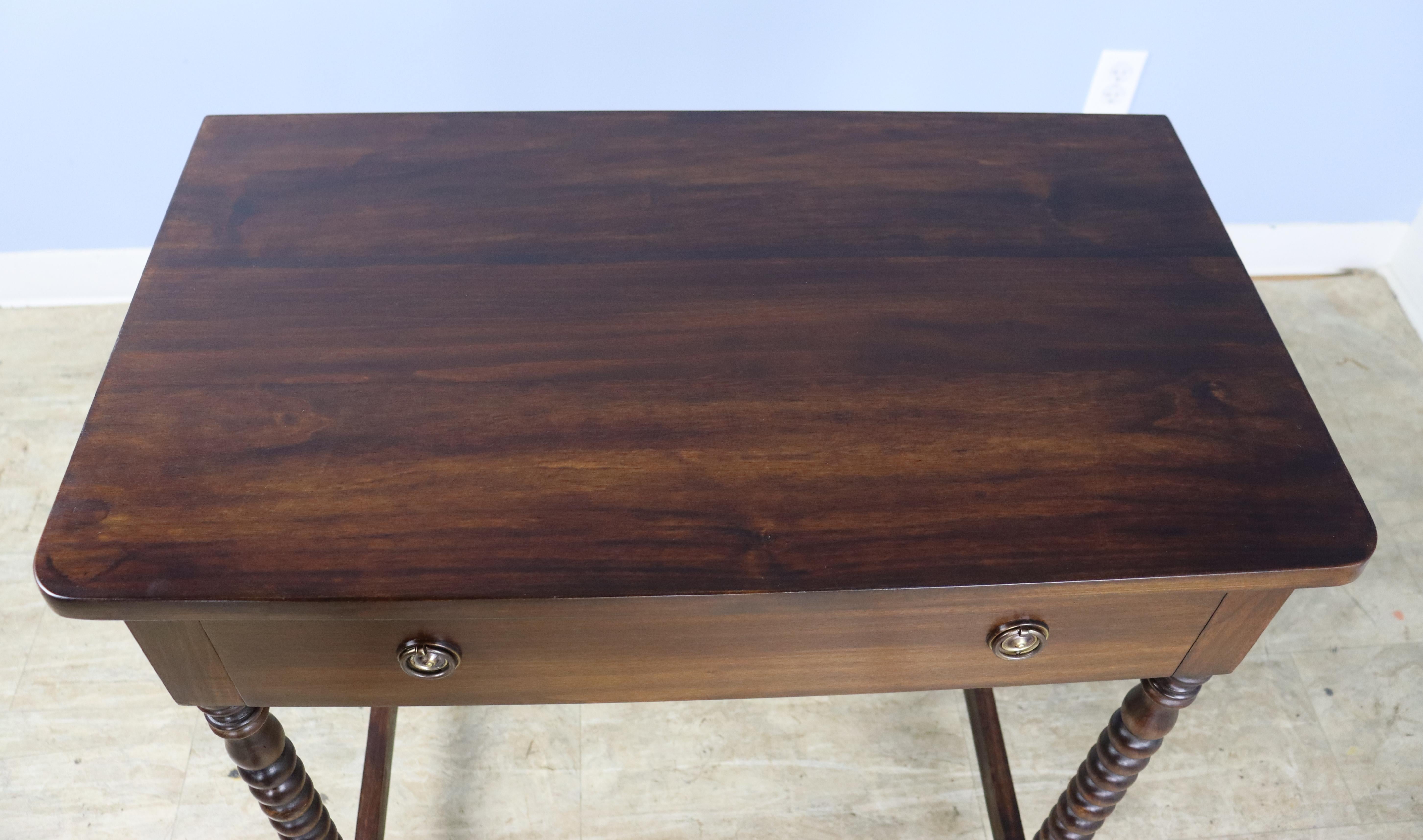 Walnut Pair of Bobbin Turned Leg Side Tables, Custom Made of Old Wood