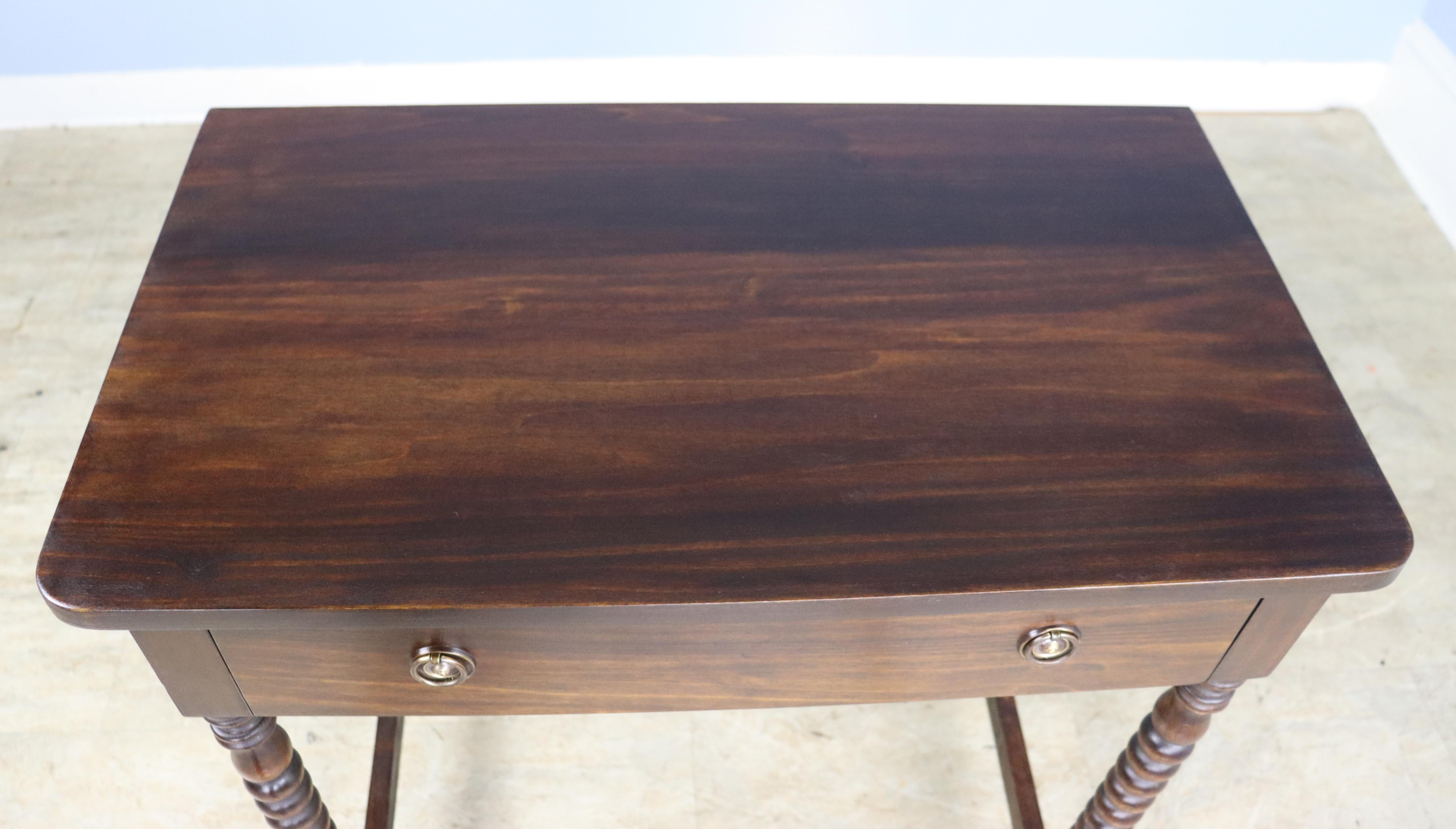 Pair of Bobbin Turned Leg Side Tables, Custom Made of Old Wood 1
