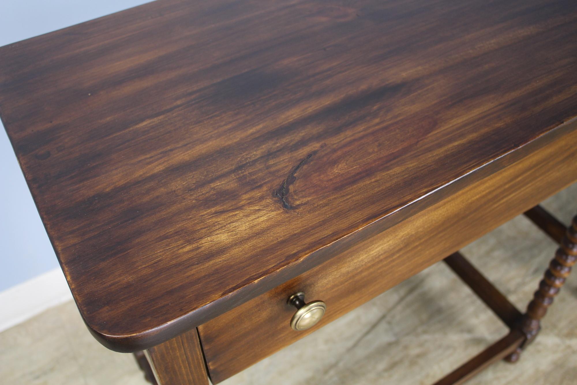 Contemporary Pair of Bobbin Turned Leg Side Tables, Custom Made of Old Wood